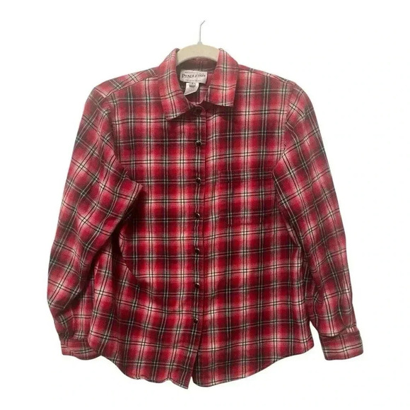 Vintage Pendleton Pearl Snap Button-Up Plaid Shirt Women's Size Small Red - Picture 1 of 10